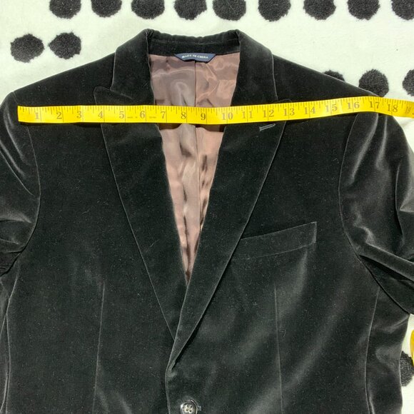 Banana Republic Velvet Blazer Sport Coat Mens 40S Black Tailored Fit Two Button - Picture 13 of 16